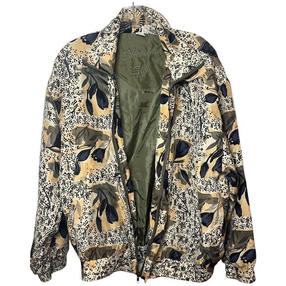 Shanghai Silk Vintage Floral Bomber Jacket 100% Silk Zip Front Lightweight Sz M - Picture 6 of 11